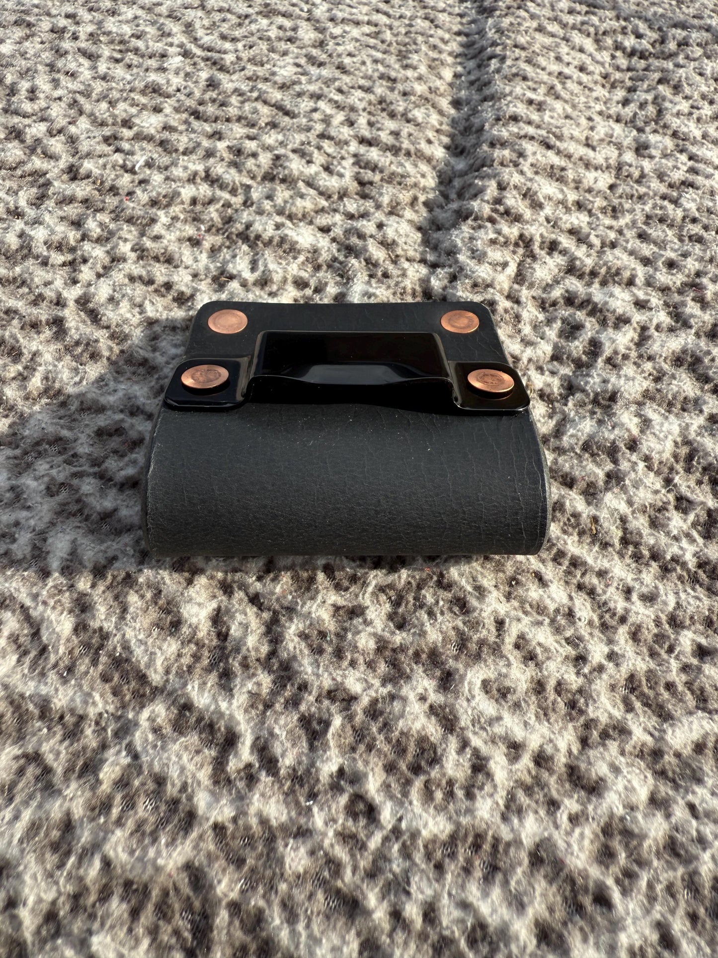 Tape Measure Holder for Belt: Buffalo Leather & Copper Rivets